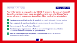 CORONAVIRUS - COVID 19  Informations